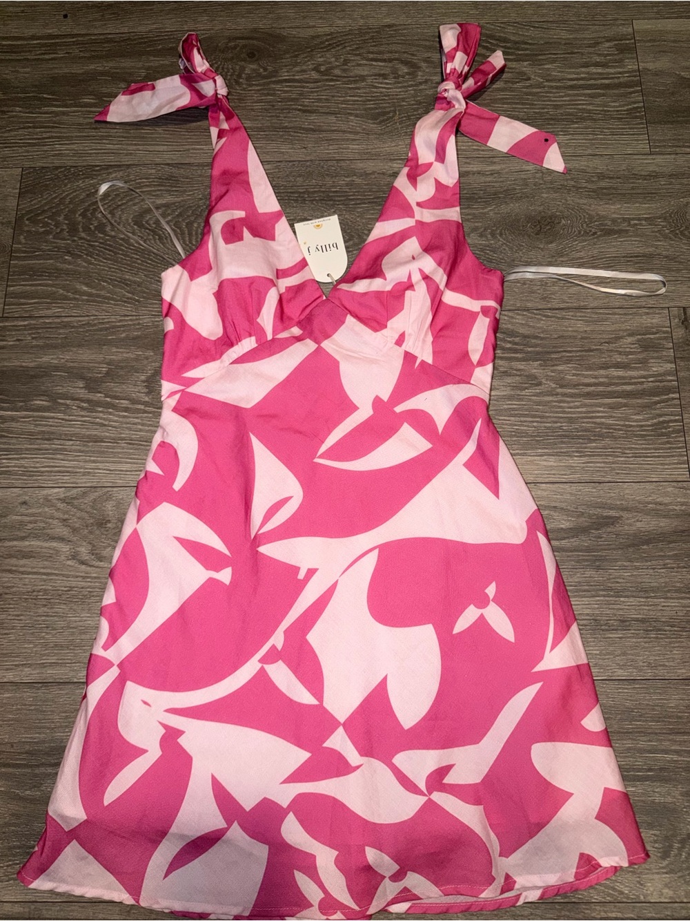 Tie-Shoulder Pink Floral Mini Dress
